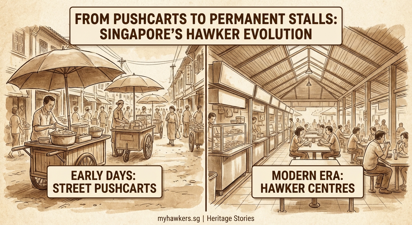 From Pushcarts to Permanent Stalls: How Singapore's Hawkers Moved Indoors — 1