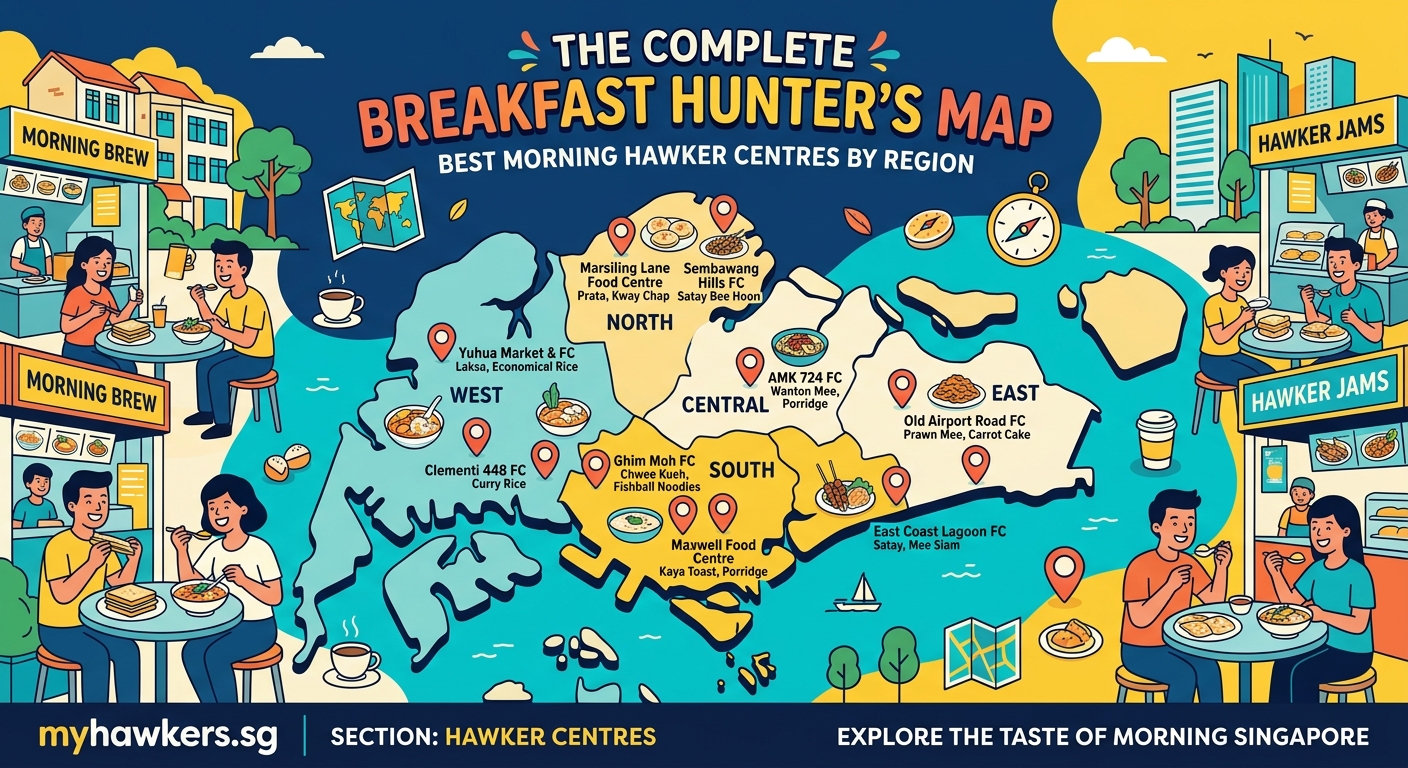 The Complete Breakfast Hunter's Map: Best Morning Hawker Centres by Region - Illustration 2